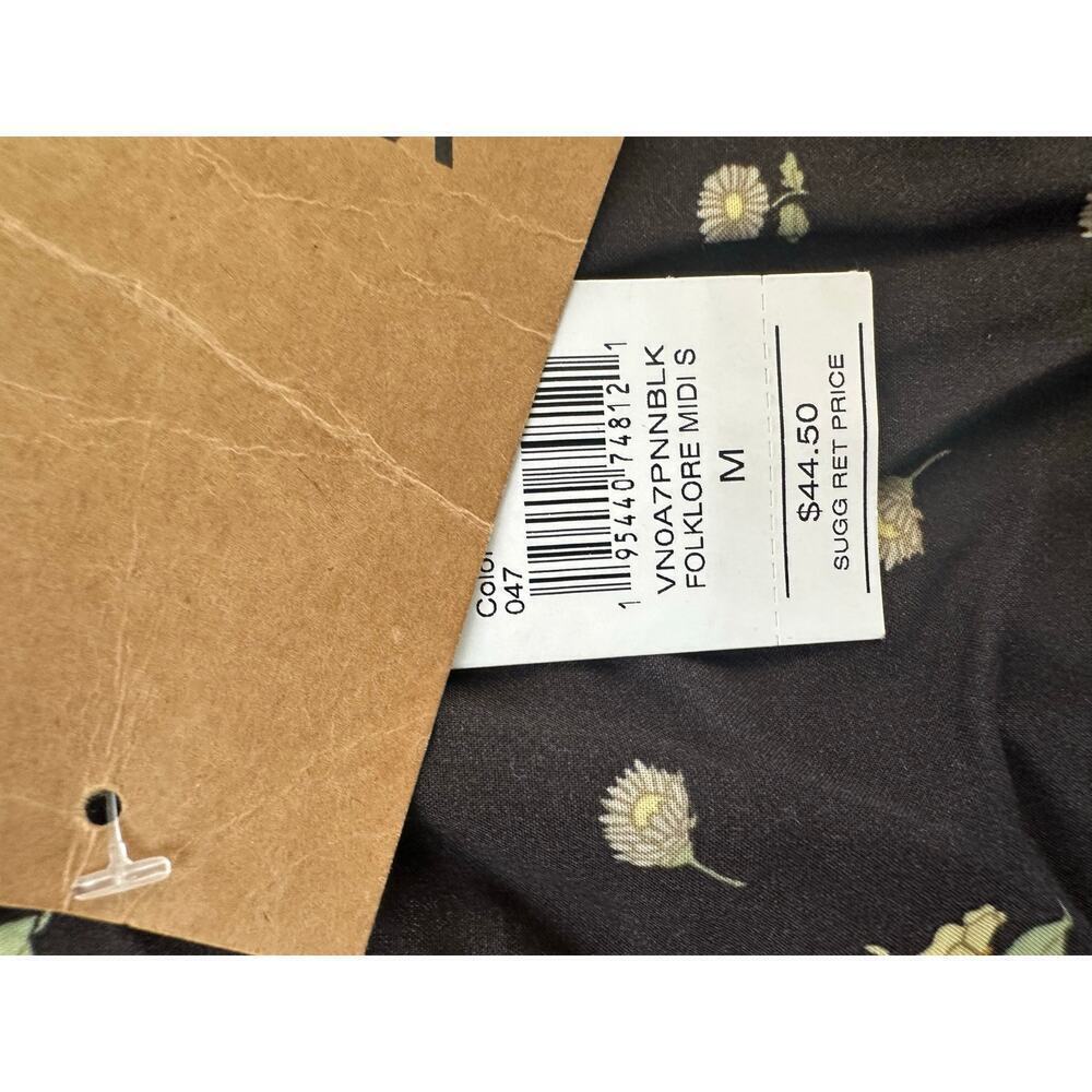 NWT Vans Women's Black Floral Print Folklore Midi Skirt Size Medium - Picture 3 of 6
